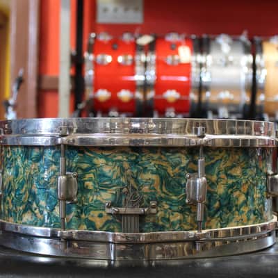 1930s Leedy 5x14 Professional Model Snare Drum in Rainbow Pearl image 2