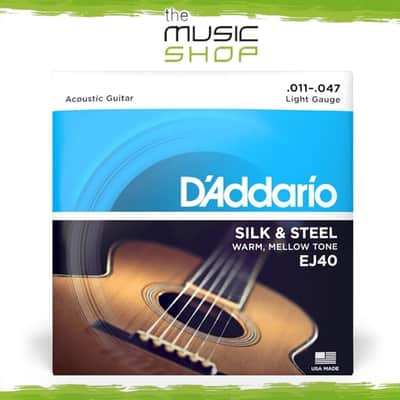 D'Addario EJ40 Silk & Steel 11-47 Light Acoustic Guitar Strings image 1