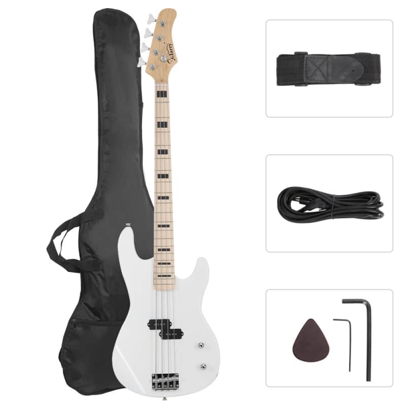 Glarry GP Electric Bass Guitar Without Pickguard White Guitar image 1