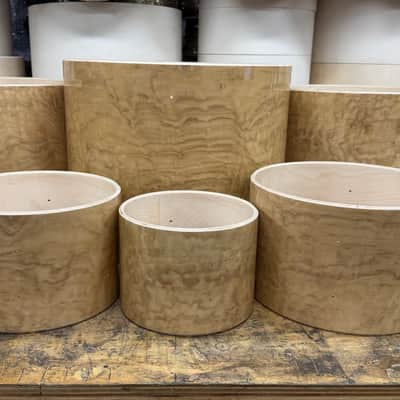 TAMO ASH exotic wood and Maple 7 pcs shell set - 5 ply core shells - Clear gloss polished BEST OFFERS ACCEPTED! image 3