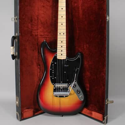 1977 Fender Mustang Sunburst Maple Fretboard w/OHSC image 1