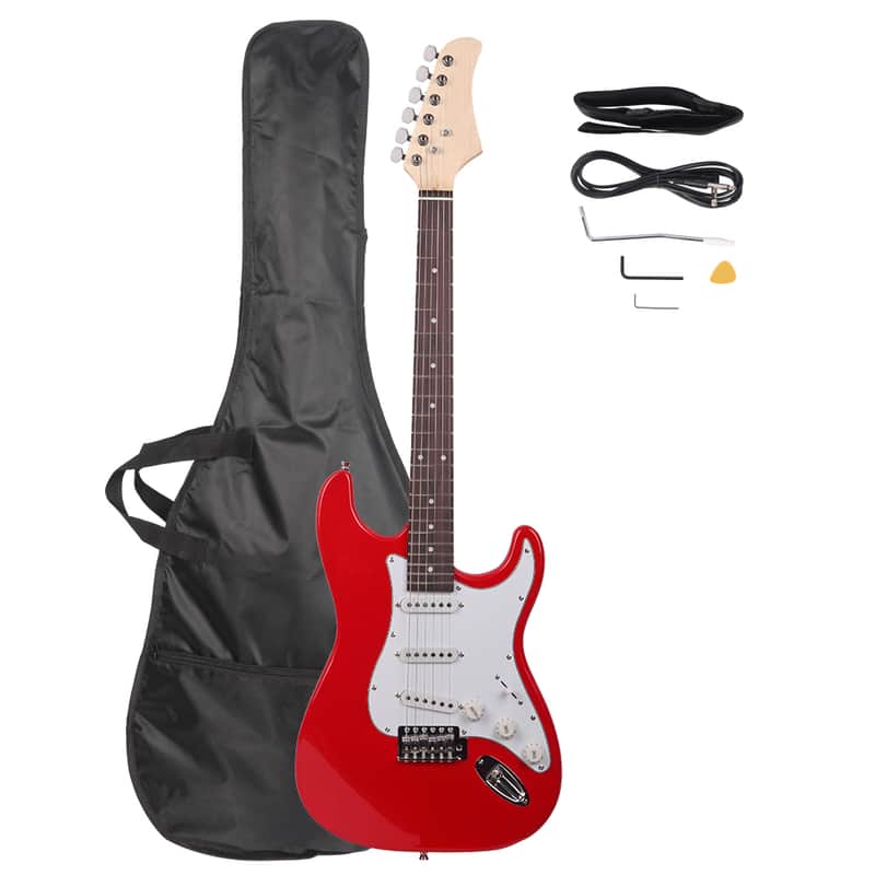 Cxxss Rosewood Fingerboard Electric Guitar with Shoulder Strap / Guitar Bag / Picks / Cord / Hex Wrench Red image 1