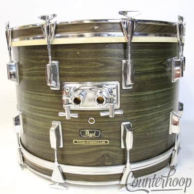 *Pearl Avocado Wood-Fiberglass Drum Set 22,12,13,16" Japan Mahogany Vintage 70s* image 8