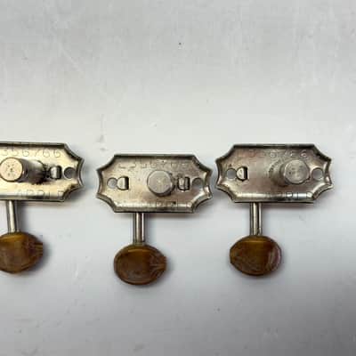 Vintage Kluson 3+3 No Line Patent Applied Appld For PAF Tuners 1950's Nickel Oval Head Large Hole image 4