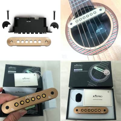 JUSTPRO JC-A1 Acoustic Guitar Dual System Pickup Kit Hum-canceling Soundhole Pickup with Microphone Rechargeable Steel String Magnetic Double Coil Violin Ukulele Pick Up Woody Bass Guitar Humbucker image 3