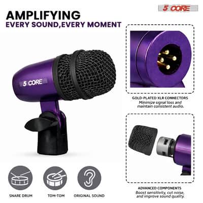 5 Core Conga Mic Snare Tom Set Professional XLR Cardioid Condenser Instrument Microphone Kit image 8