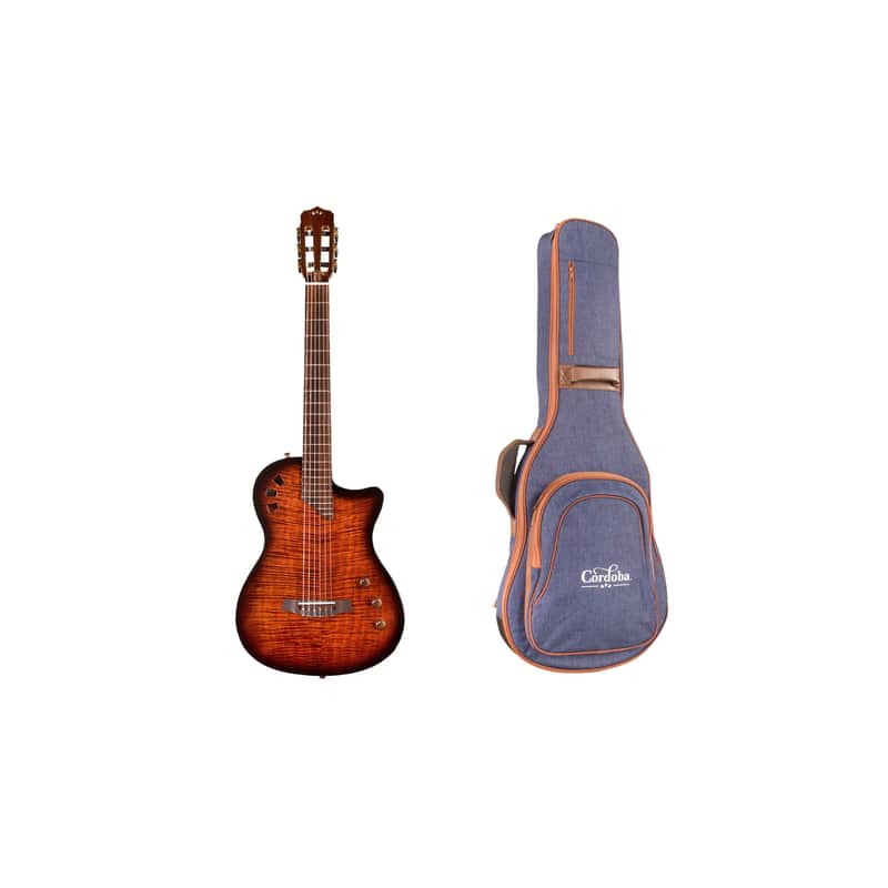 Cordoba Stage Nylon 6-String Electric Guitar with Gig Bag (Edge Burst) image 1