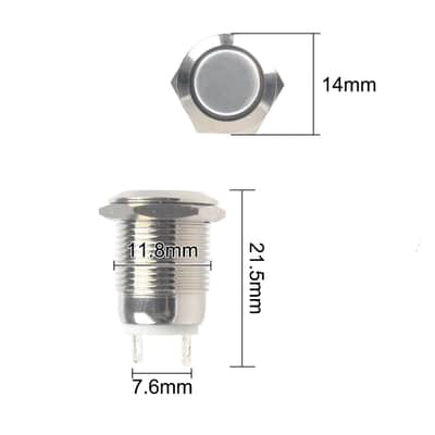 Guitar Kill Switch/Cutoff 12mm Chrome Momentary Flat Head Push Button. Complete Full Parts Kit image 5