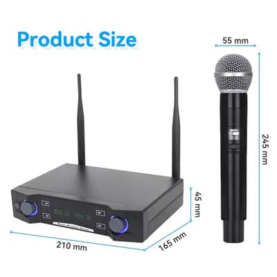 Wireless Dual Microphone UHF System – 2 Channel Cordless Handheld Mic for Professional Use image 6