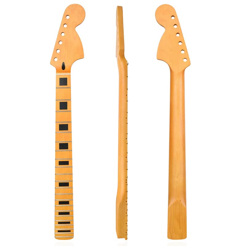 [Light Yellow Matte] 22 Fret Guitar Handle/Fretboard/Neck for ST Style (Large-Headstock, Maple) Peach Wood Tube, price include the import duty for US buyer image 1