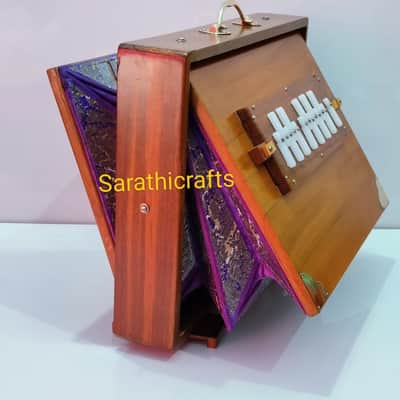 Shruti Box, Large 16x12x3 in. Pure Teak Wood Sur Pete With Bag, 440 hz 2024 - Teak Wood image 5