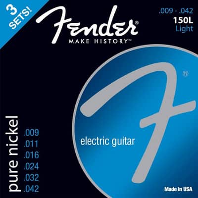 3-PACK of Fender 150L Pure-Nickel Electric Guitar Strings - LIGHT 9-42 image 1