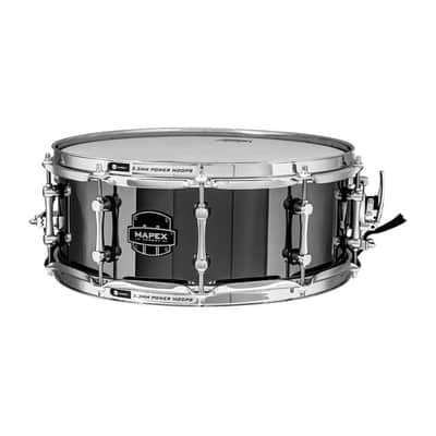 Mapex Armory Series Tomahawk 14x5.5-Inch Snare Drum with 1mm Stainless Steel Shell, 2.3mm Power Hoops, and Rounded 45-Degree Bearing Edge (Black Chrome) image 2