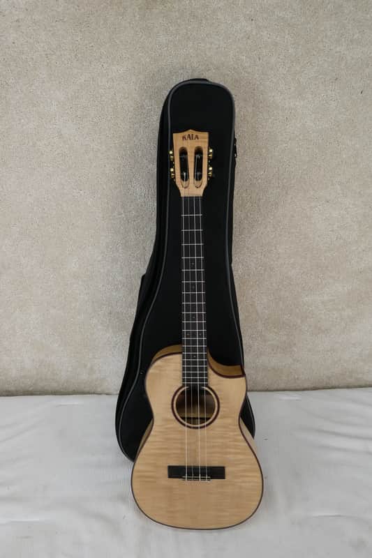 Kala All Solid Flame Maple Cutaway Baritone Ukulele w/ EQ & Bag (KA-ASFM-B-CE) image 1