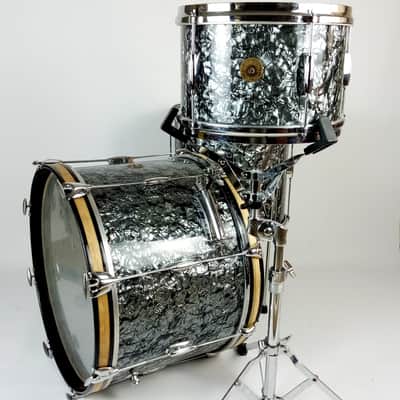 Gretsch 20,12,14"Playboy"Round Badge Drum Set/Kit Black Diamond Pearl Vintage60s image 3