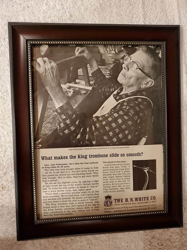 1963 King Horns Promotional Ad Framed Jake Falkenstein King Trombone Original image 1