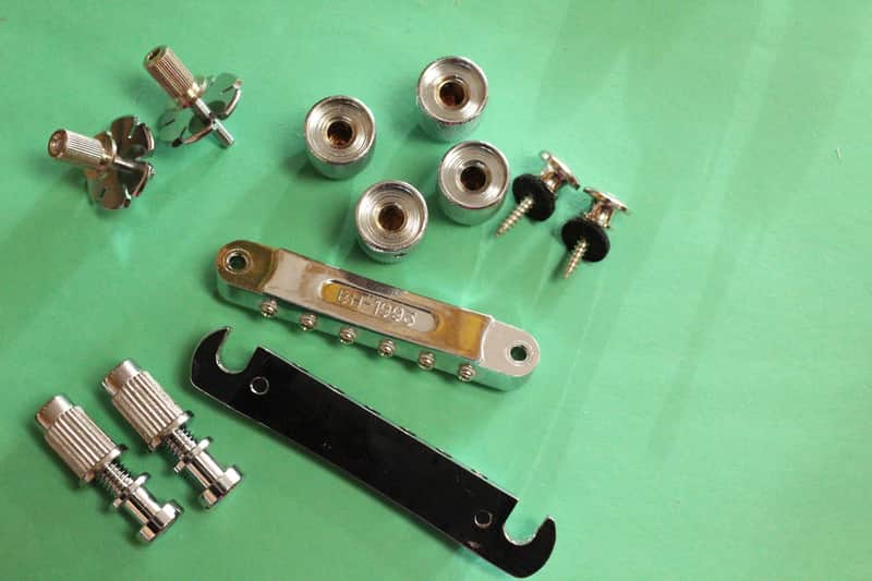 Zemaitis Guitar Parts Lot, Chrome Bridge & Tailpiece Control Knobs