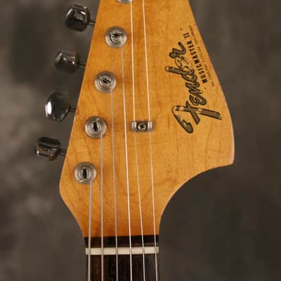 Fender Musicmaster II refinished string-thru modification 1966 Red image 3