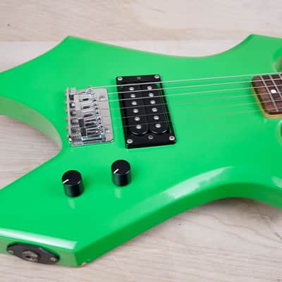 B.C. Rich Warlock WG-035 Mini Guitar 1990's Lime Green Made in Japan MIJ w/ Bag image 3