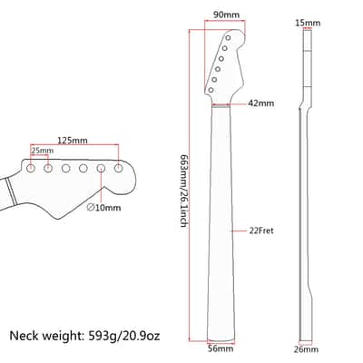 TGP 22 Frets Canada Maple Neck Rosewood Fingerboard Bone Nut Guitar Neck for ST Style guitar,price include the import duty for US buyer image 2