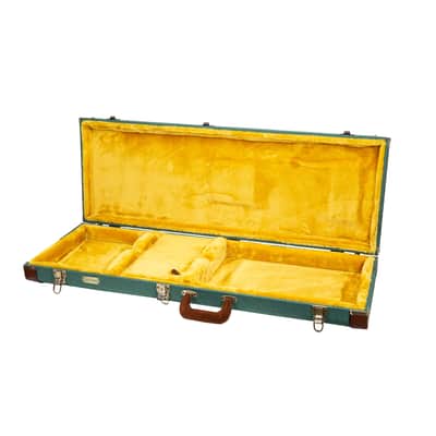 Crossrock Master Series - Wooden Telecaster&Stratocaster Electric Guitar Case - Security Lock, Genuine Leather Handle, Reinforced Hardware, Metal Feet, Storage Space- Malachite Blue Tweed image 6