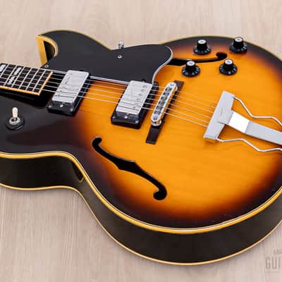 1974 Greco S-55 Vintage Hollowbody Guitar ES-175-Spec Sunburst w/ Embossed Pickups & Case, Japan Fujigen image 9