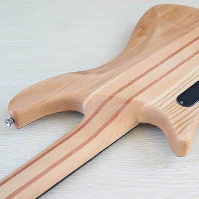 Cusyom 5 String Electric Bass, Hickory Top Ash Body, Maple Neck Through, 24 Frets Fingerboard image 5