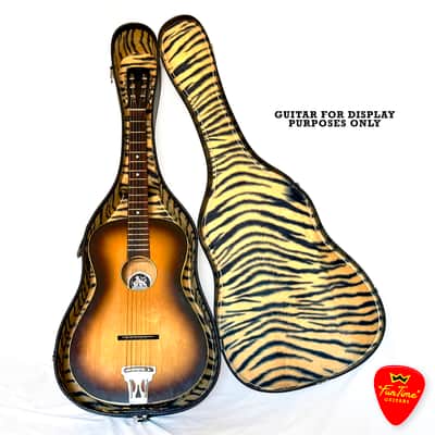 Vintage Tiger Print Plush Hardshell Case for Acoustic ¾-sized Parlor Guitar image 16
