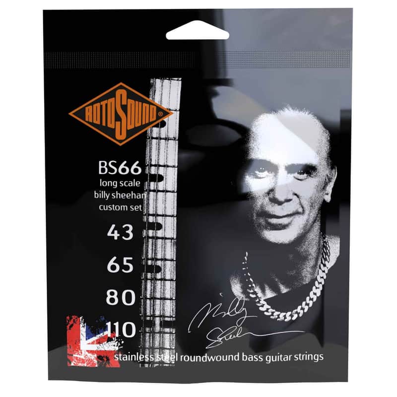 Rotosound BS66 Swing Bass 66 Billy Sheehan Custom Stainless Steel Roundwound Bass Guitar Strings - 43-110 Long Scale Custom Gauge image 1