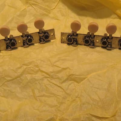 vintage 1800's early 1900's vintage mandolin tuners striped catalin/bone/ivory buttons image 2