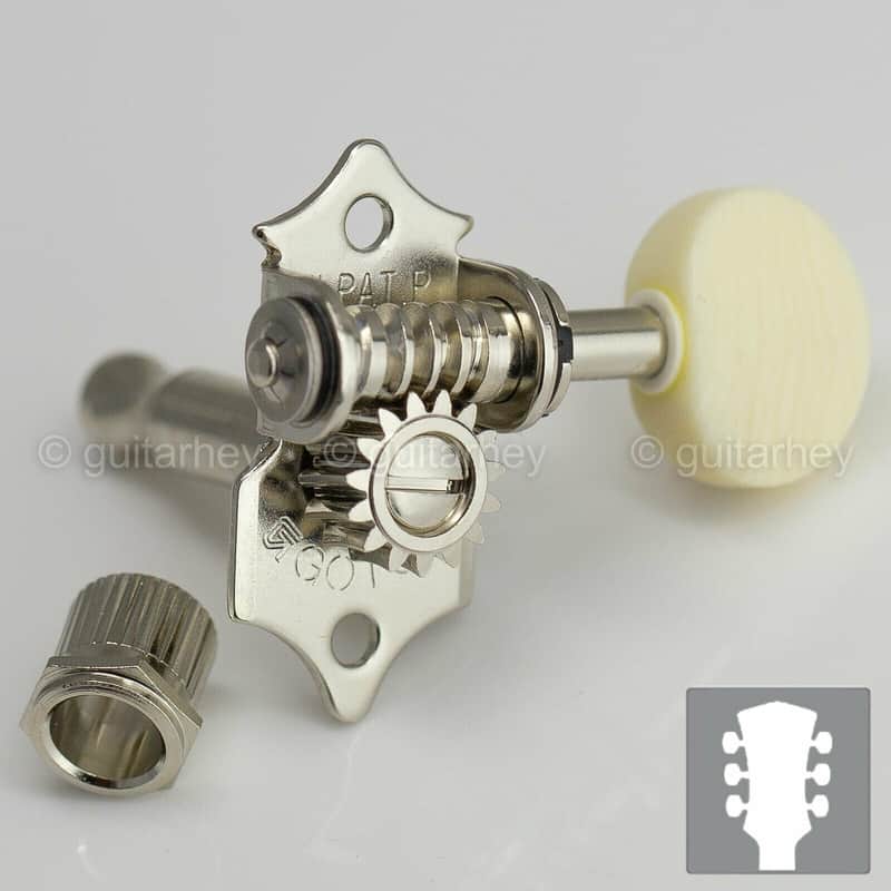 NEW Gotoh SE700-M5 OPEN-GEAR Tuning Keys L3+R3 w/ IVORY Buttons 3x3 - NICKEL image 1