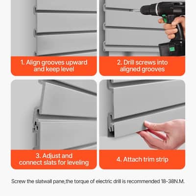 8x4 ft Modular Slat Wall Panel – 32ft² Grey PVC Storage System for Music Studios, Rehearsal Rooms & Gear Organization image 3