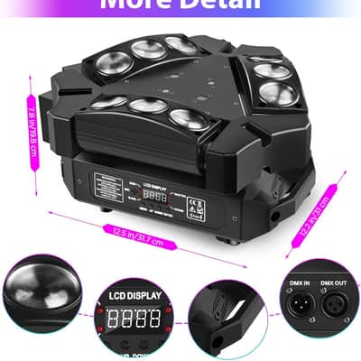 Moving Head DJ Lights 9 X 10W RGB LED DJ Lighting Stage Lighs DJ Moving Light for Parties Lights DMX Mode Sound Activated for Party Wedding Concert Disco DJ Concert Show image 3