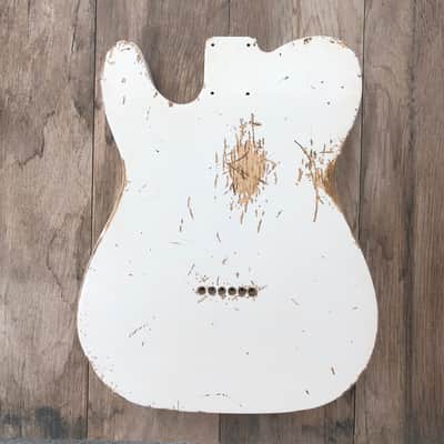 FRANCHIN Mars guitar body Relic Aged Olympic White 100% Nitro Lacquer Cracks SS Basswood Telecaster-Tele-T-Style Made in Italy - Stock piece #22320826 image 11