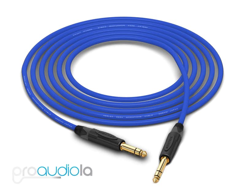 Mogami 2534 Quad Cable | Neutrik Gold 1/4" TRS to 1/4" TRS | Blue 90 Feet | 90 Ft. | 90' image 1