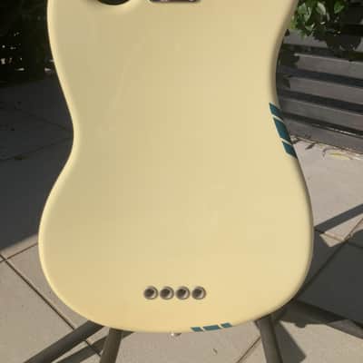 Fender Pawn Shop Mustang Bass 2013 - 2014 - Olympic White with Racing Stripe image 6