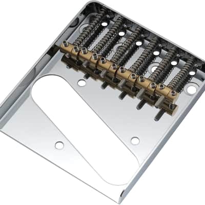 Musiclily Pro 54mm 6-Saddle Vintage Tele Bridge with Barrel Brass 6-Saddle for Squier and Import Tele Style Electric Guitar, Chrome image 5