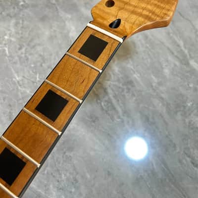 Satin 22 fret Roasted Flame Maple block inlay binding Electric Guitar Neck parts image 1