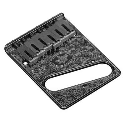 Gotoh GTC-ART-02 Engraved Adjustable Saddle Bridge for Telecaster Tele - Cosmo Black image 1
