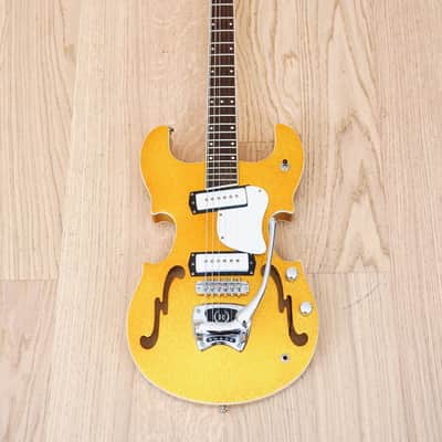 2005 Hallmark Stradette Semi-Hollowbody Electric Guitar Gold Sparkle Mosrite w/ohc image 2