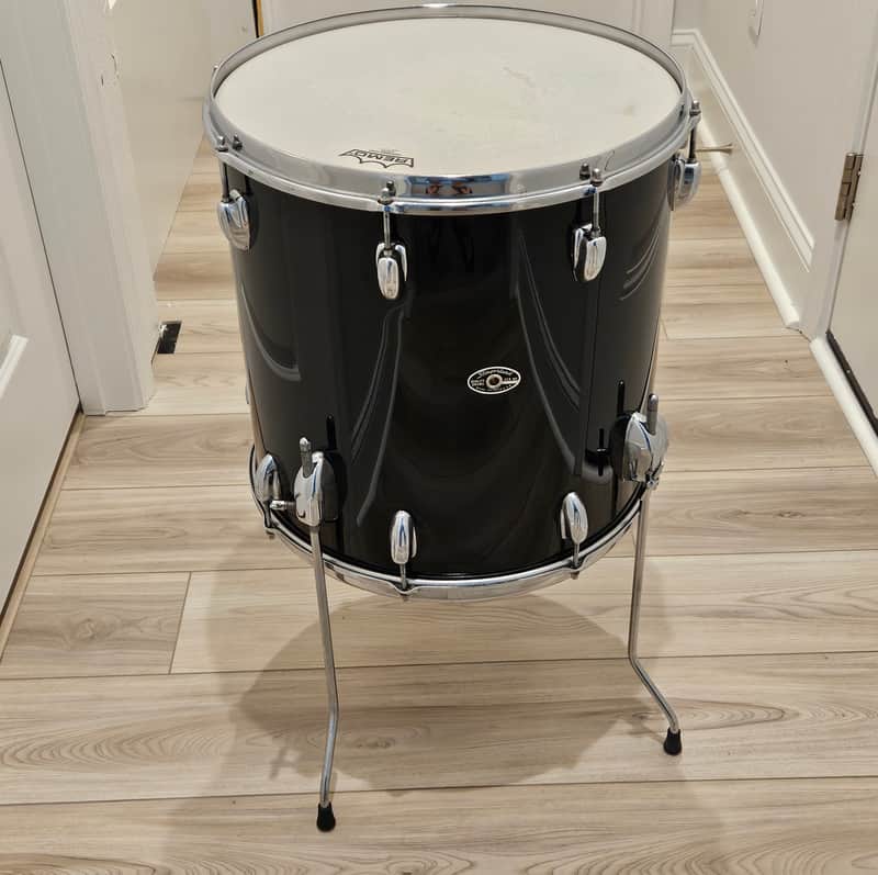 70s Slingerland 16 x 16 Floor Tom Black Wrap 16x16 - Maple outer ply image 1