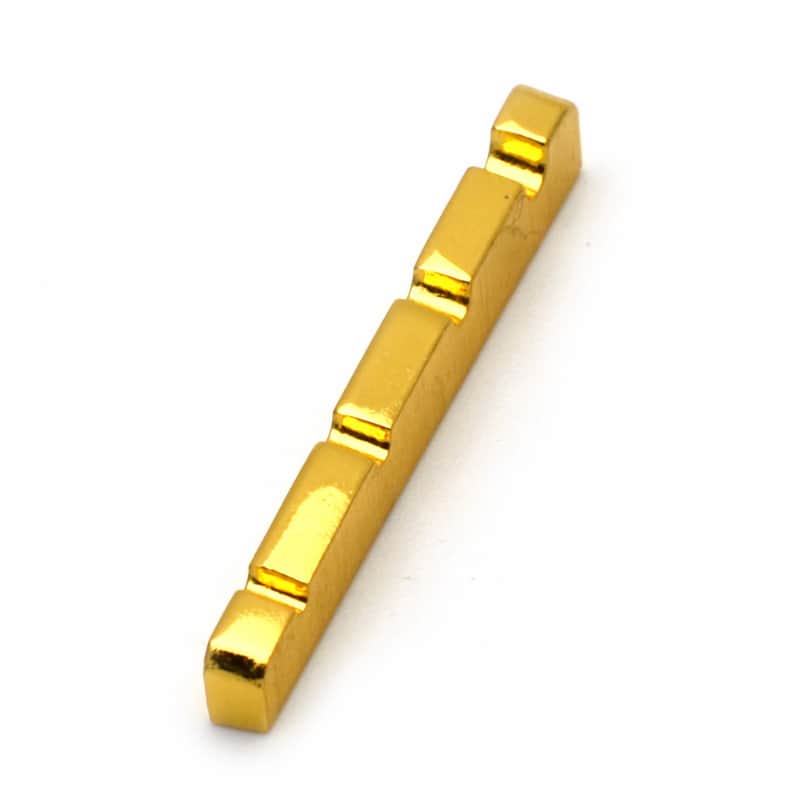 Amuic 42mm Brass Nut for Electric Bass, High Grade 4 Strings Bass Guitar Nut Replacement (42 * 3 * 5.5~4.5mm) image 1