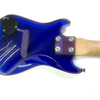 Vintage 1970’s/80’s Harmony Iridescent Acrylic Blue Lucite Mini Electric Travel Guitar *Rare image 5