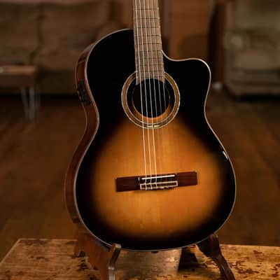 Ortega RCE158SN-TSB Performer Series Solid Spruce Top Mahogany Neck Cutaway Nylon 6-String Classical Acoustic-Electric Guitar w/Gig Bag image 13