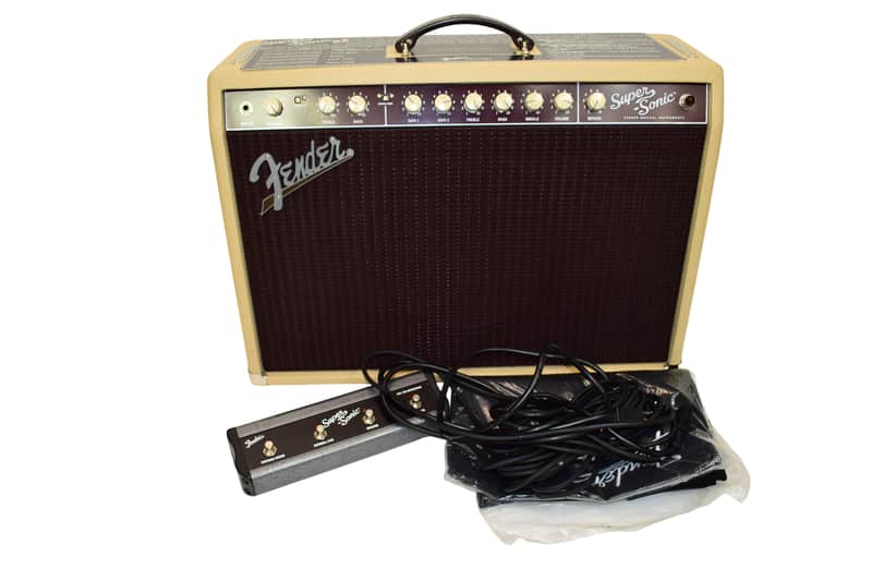 2024 Fender Super-Sonic 22 22-Watt 1x12" Combo Guitar Amp, Blonde w/ Footswitch & Cover image 1