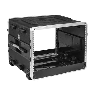 STRC-A8UT | Lightweight and Compact 8U PA DJ ABS Road Case w/ 7U Rack Space, 19” Depth, Retractable Handle, Wheels and Heavy-Duty Latches image 2