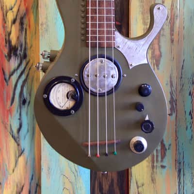 DJUDD CUSTOM Army Steampunk Electric Bass guitar 2016 Army Green image 1