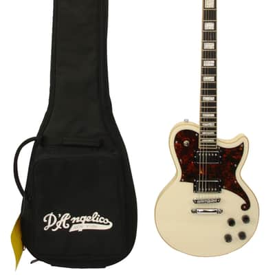 D'Angelico Premier Atlantic Single Cutaway HH with Stoptail Electric Guitar, Antique White w/ Bag image 1