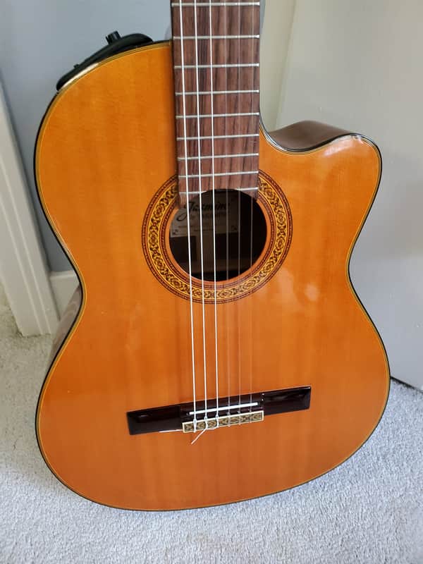 Rare Takamine Jasmine TC28C korea acoustic electric classical cutaway guitar 1990s full sound image 1