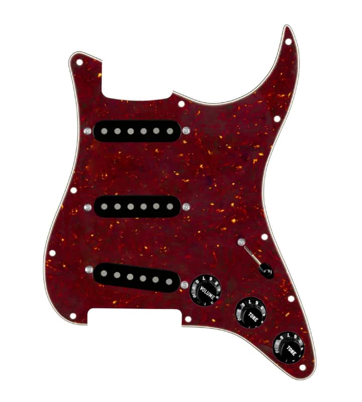 920D Custom Texas Grit Loaded Pickguard for Strat With Black Pickups and Knobs, Tortoise Pickguard, and S7W Wiring Harness image 1